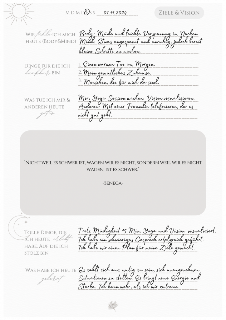 Maria Graf Body & Mind Journal, Coachingprodukt von Maria Graf, ganzheitliches Journal von Expertin, Coachingansatz Maria Graf, Journal nach Coachingprinzipien, Körper und Psyche vereint im Journal, Signature Journal von Maria Graf, Stilvolles Coachingprodukt, edles Selfcare-Journal, Markenjournal für persönliches Wachstum